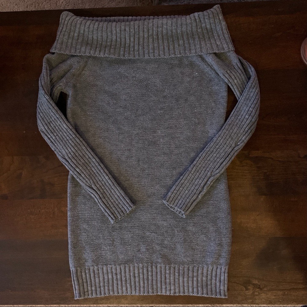 Charlotte Russe Off the Shoulder Sweater Dress, Grey - S